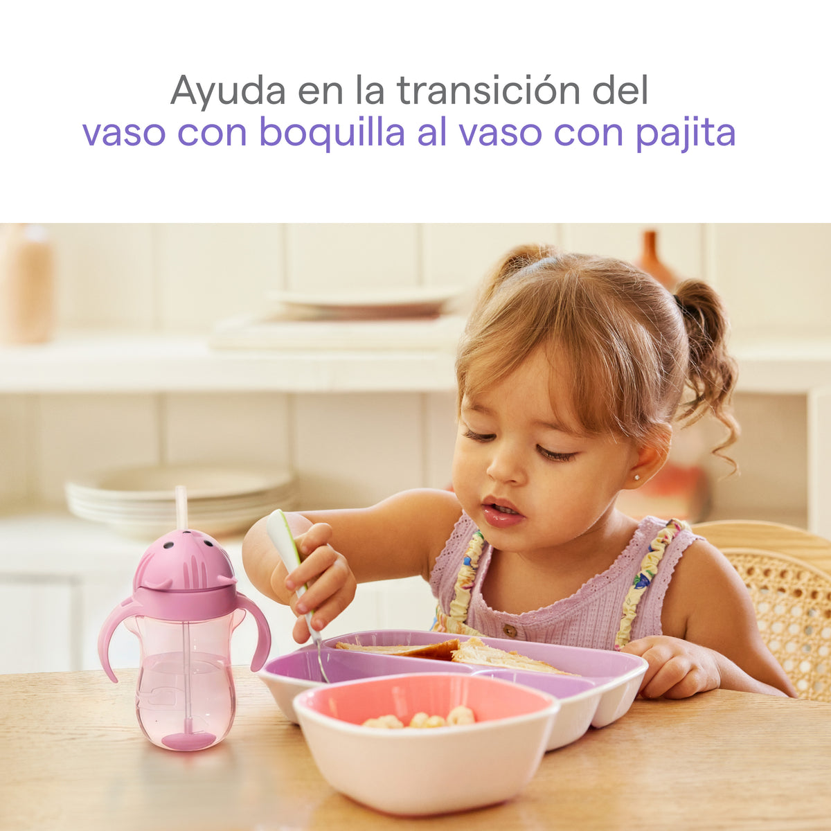 Vaso de entrenamiento Tip and Sip - con pajita abatible con peso 296ml – Gato